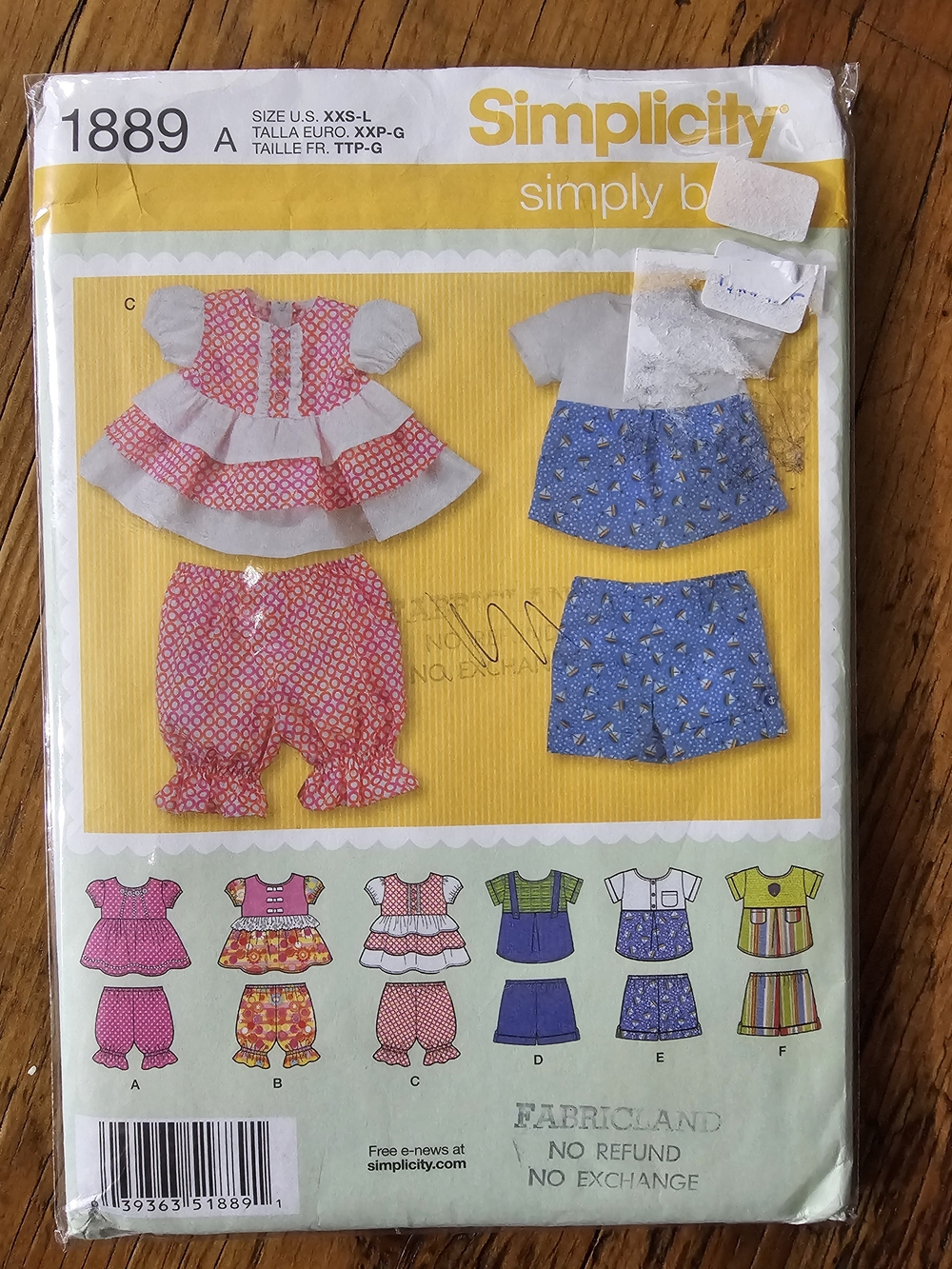 Simplicity Sewing Pattern 1889